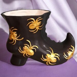 Black Boot with Gold Spiders NEW